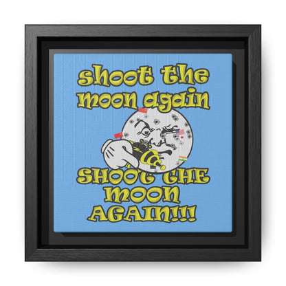 shoot the moon again - framed canvas art (light blue)