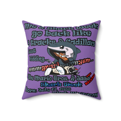 shark week - Spun Polyester Square Pillow - (light purple)