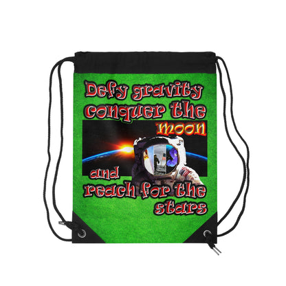 defy conquer reach - Drawstring Bag (green turf)