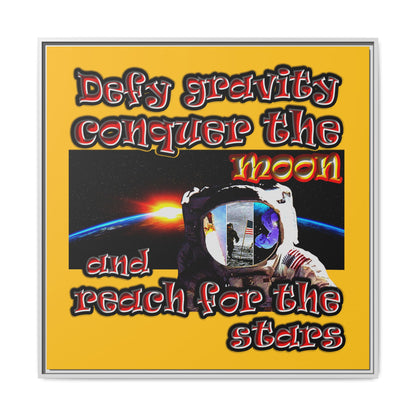 defy conquer reach - framed canvas art (yellow)