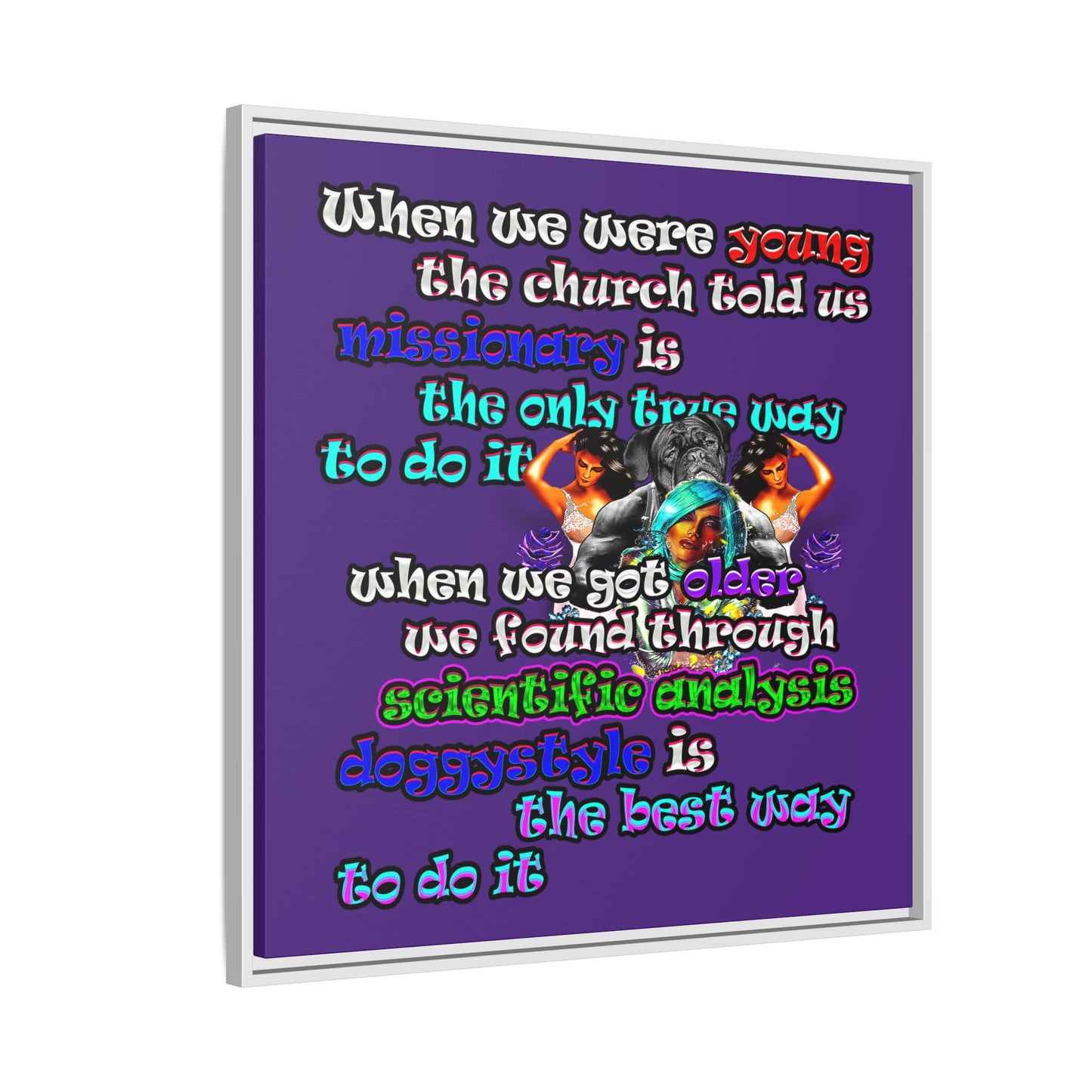 doggystyle - framed canvas art (purple)
