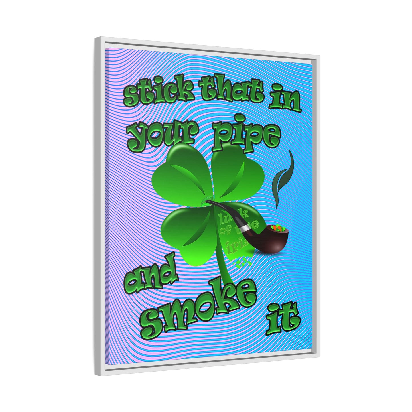 stick that in your pipe and smoke it - framed canvas art (light blue-purple wave)