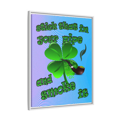 stick that in your pipe and smoke it - framed canvas art (light blue-purple wave)