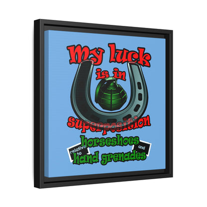 my luck - framed canvas art (light blue)