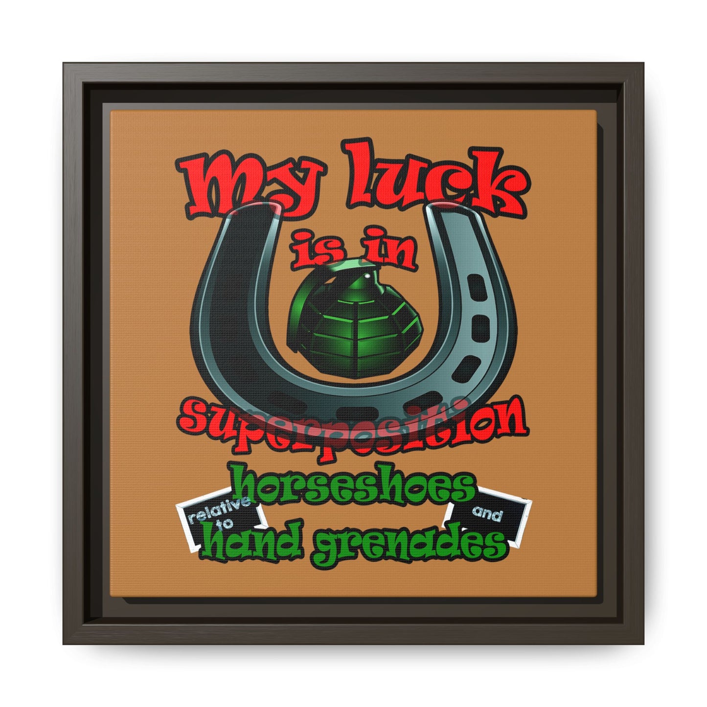 my luck - framed canvas art (light brown)