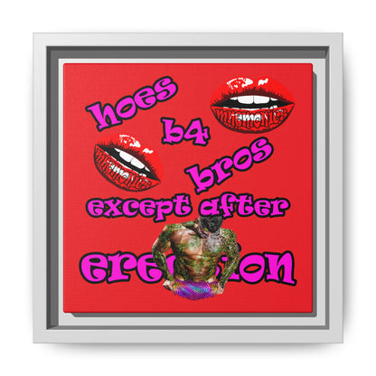 hoes b4 bros - framed canvas art (red)