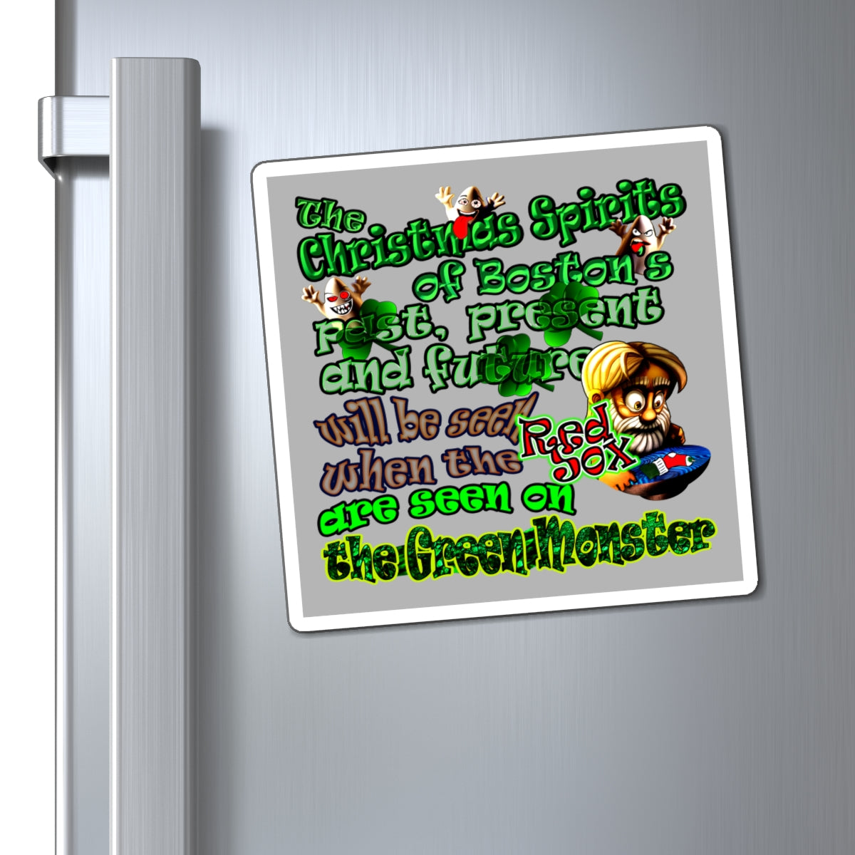 christmas spirits of boston - Magnets - (light grey)