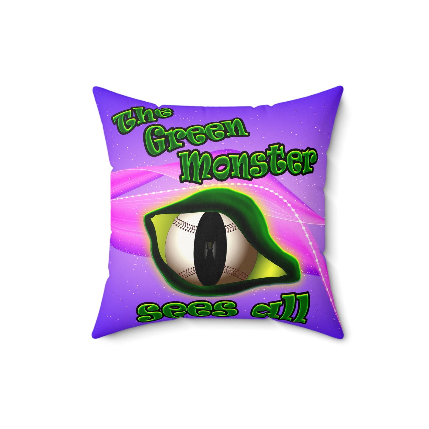 green monster - Faux Suede Square Pillow - (purple-pink wave)