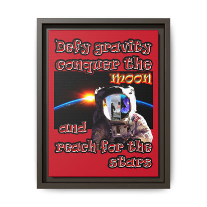 defy conquer reach - framed canvas art (dark red)