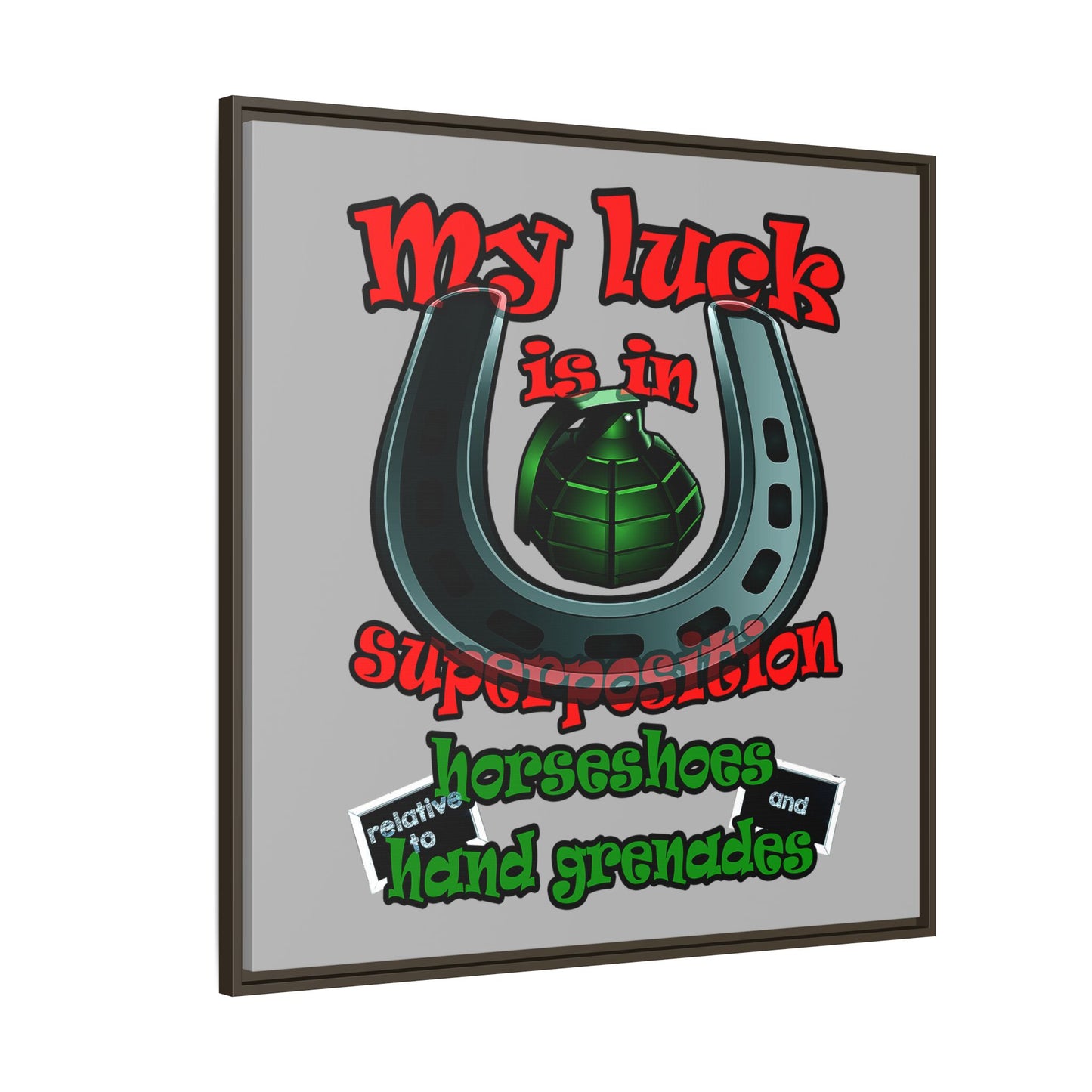 my luck - framed canvas art (light grey)