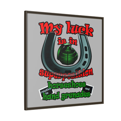 my luck - framed canvas art (light grey)