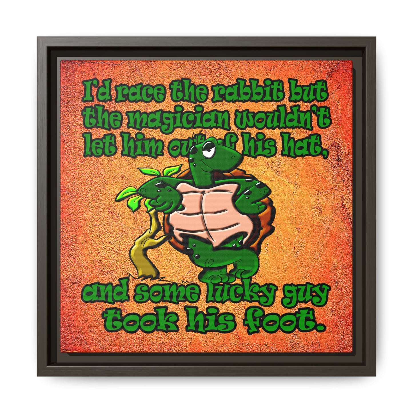 turtle race - framed canvas art (burnt orange)
