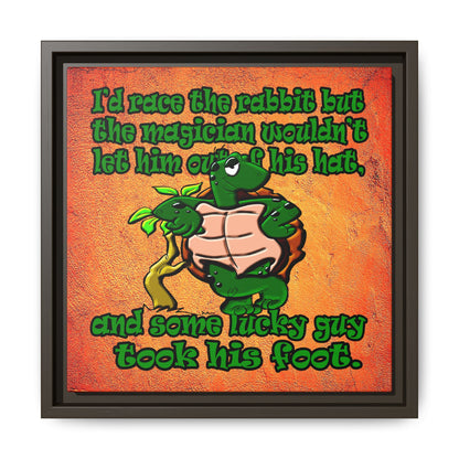 turtle race - framed canvas art (burnt orange)