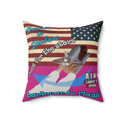 shoot for the stars - Faux Suede Square Pillow - (pink)
