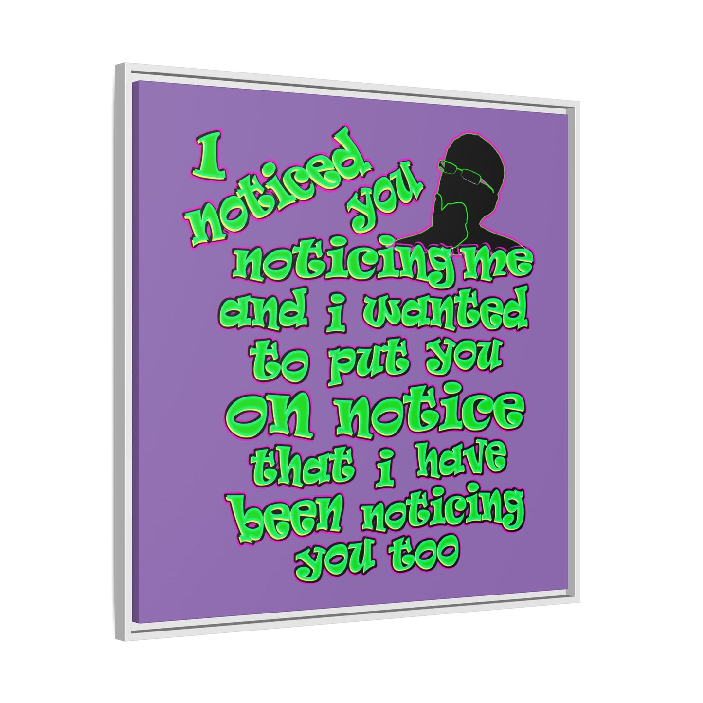 noticed you noticing - framed canvas art (light purple)