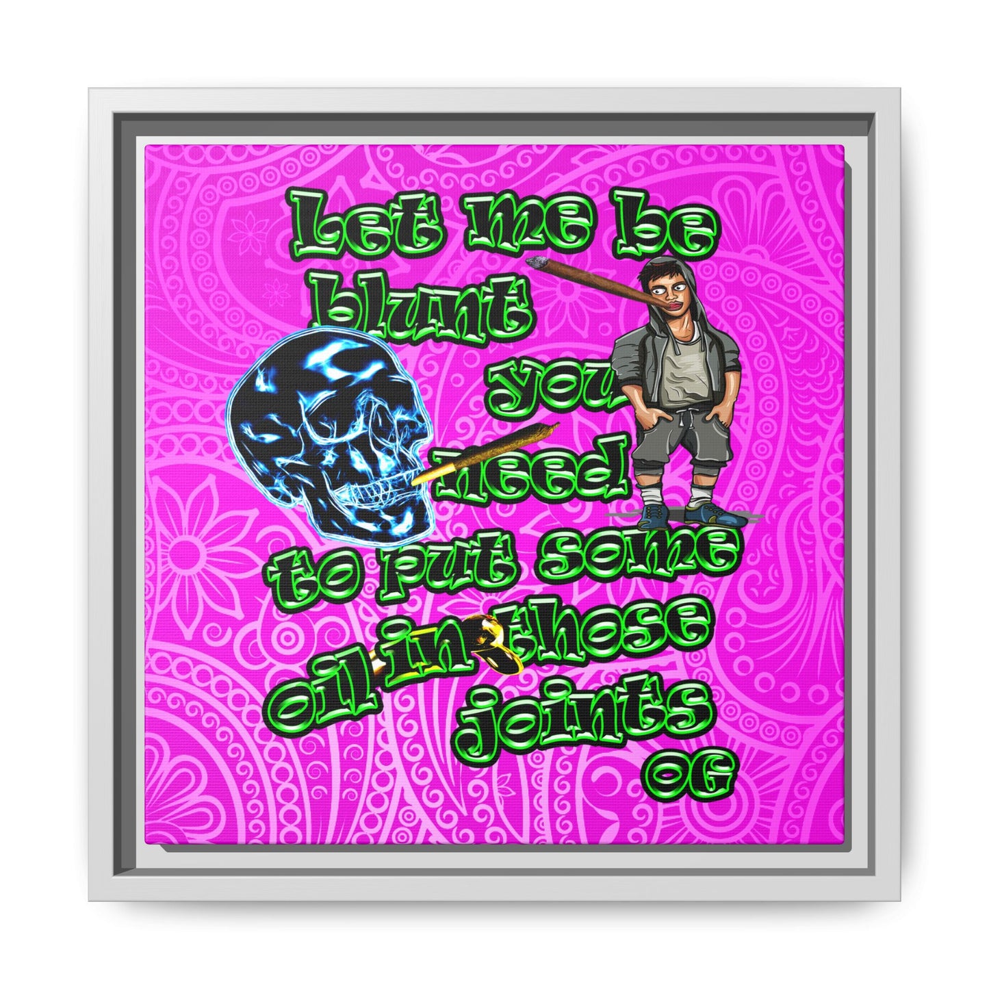 og - framed canvas art (pink swirl)