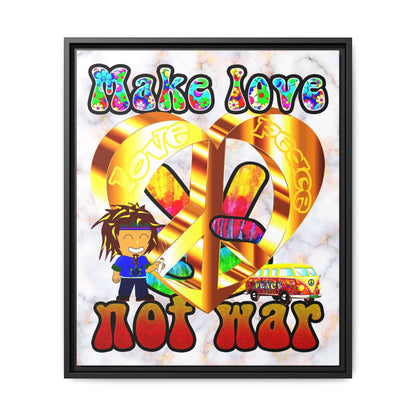 love peace - framed canvas art (white marble)