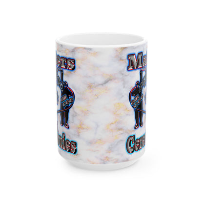 em cee squared - White Mug (white marble)