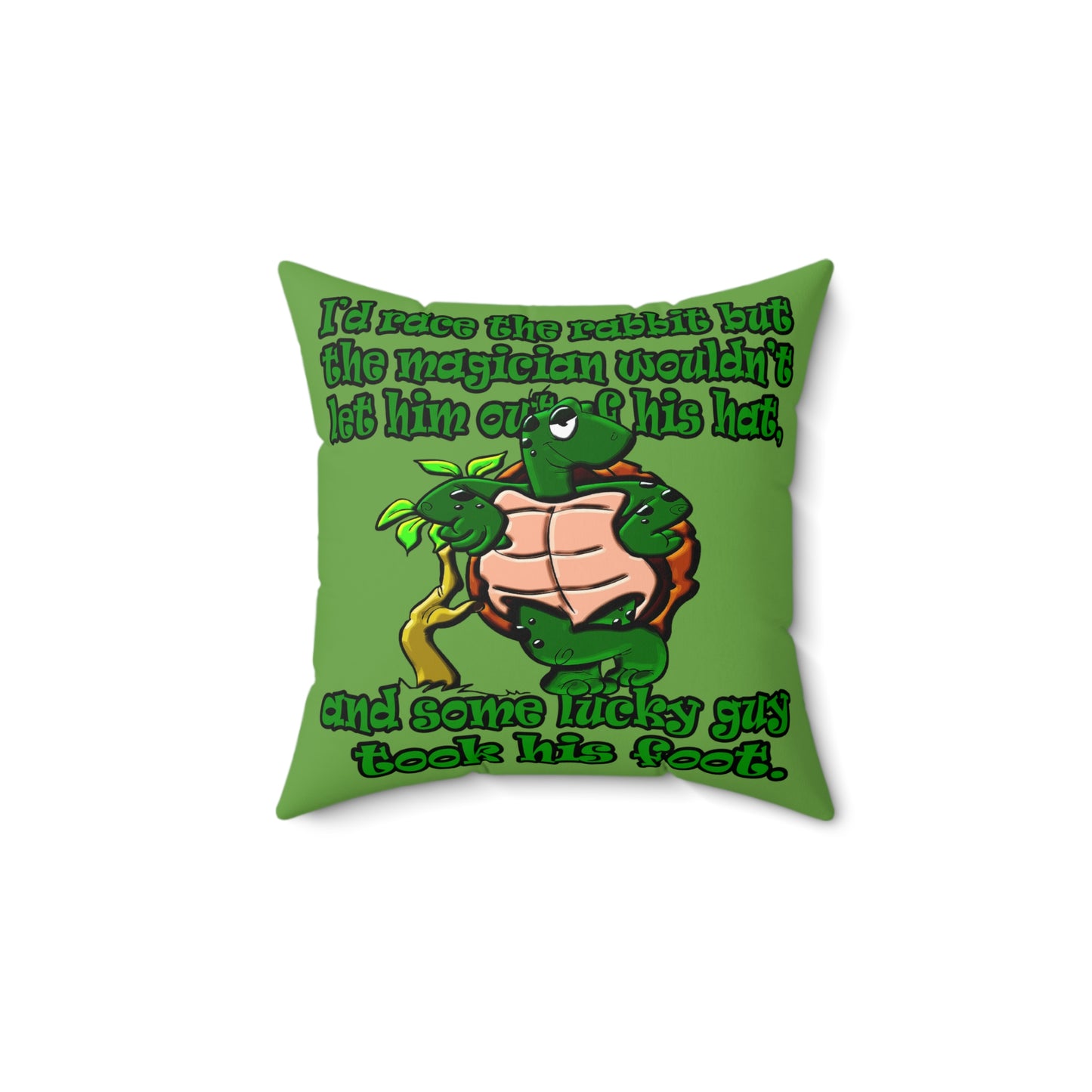 turtle race - Spun Polyester Square Pillow - (green)