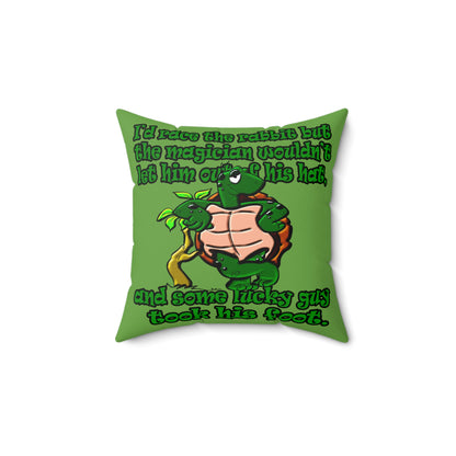 turtle race - Spun Polyester Square Pillow - (green)