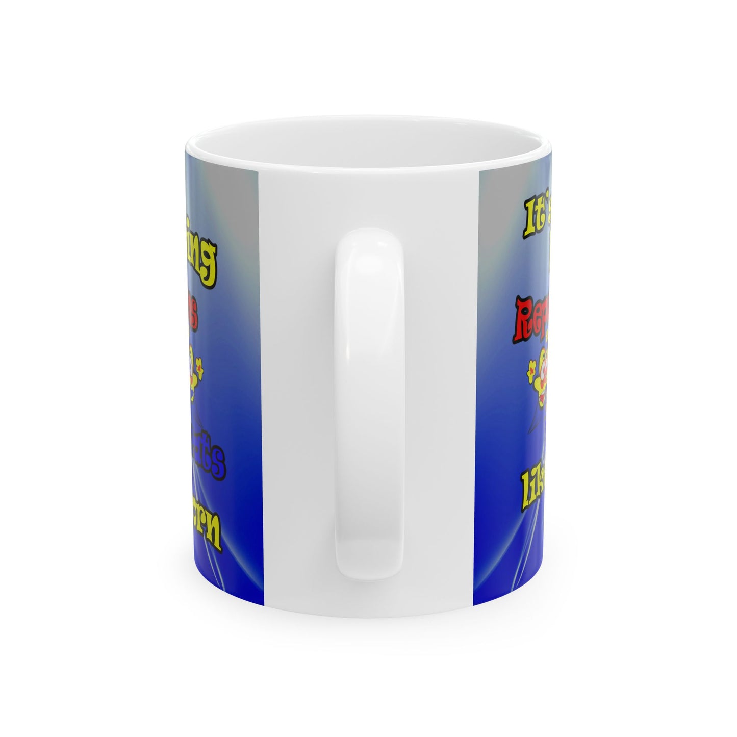 popping like popcorn - White Mug (blue-white wave)
