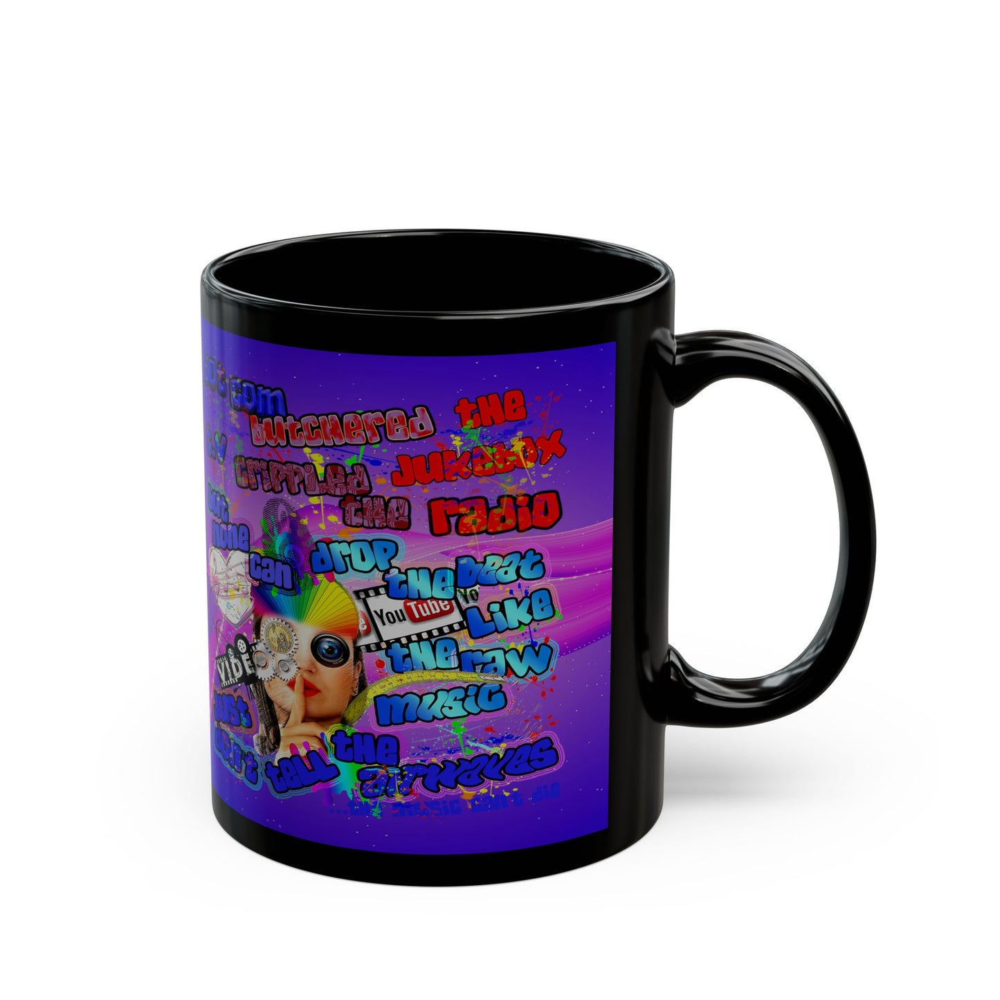 drop the beat - Black Mug (purple-pink wave)