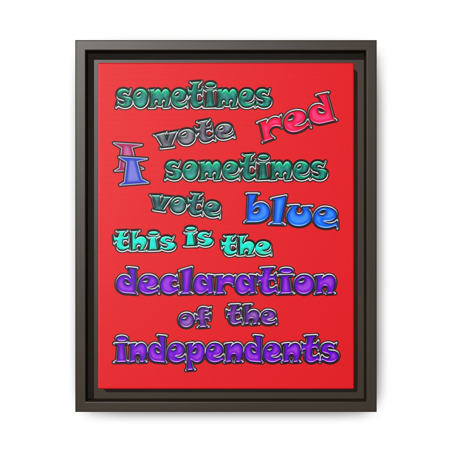 declaration of the independents - framed canvas art (red)
