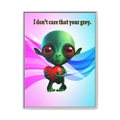 I don't care that your grey - framed canvas art (light blue-pink wave)