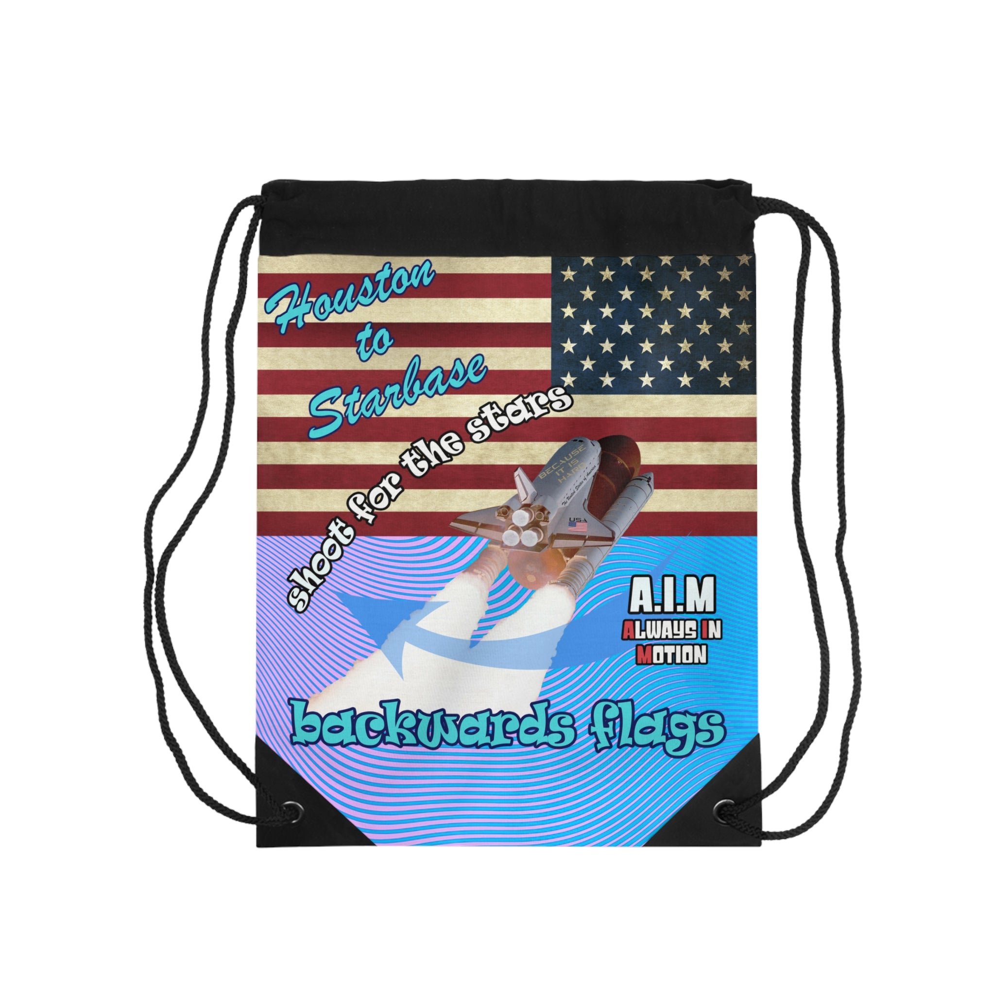 shoot for the stars - Drawstring Bag (light blue-purple wave)