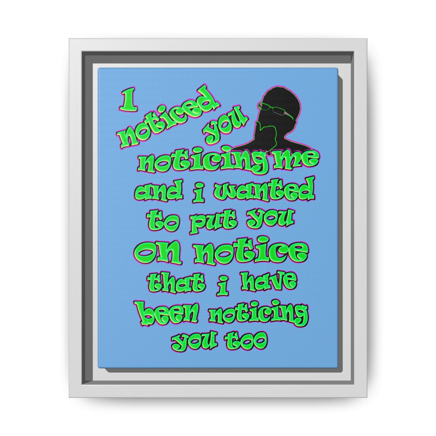noticed you noticing - framed canvas art (light blue)