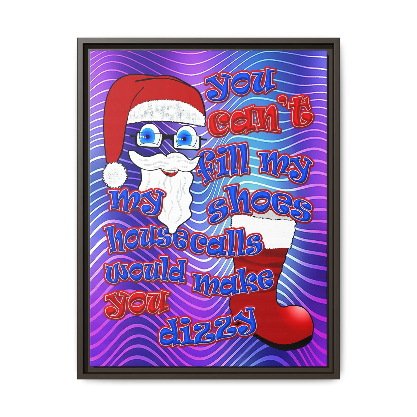 santa's shoes - framed canvas art (purple wave)