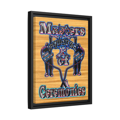 em cee squared - framed canvas art (butterscotch wood finish)