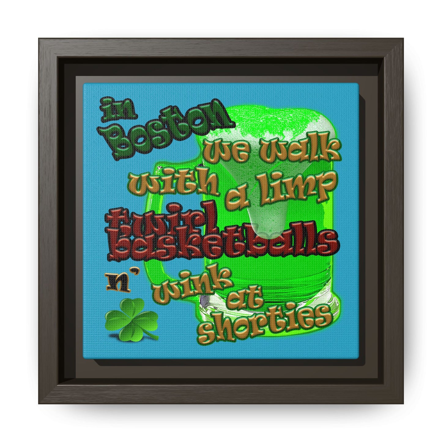celtics logo - framed canvas art (turquoise)