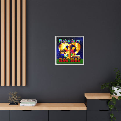 love peace - framed canvas art ('snoops' background)