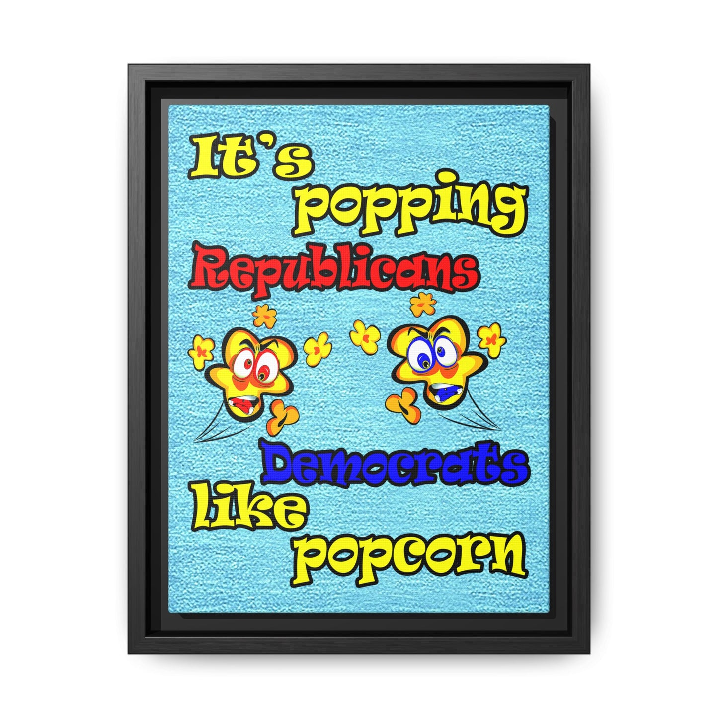 popping like popcorn - framed canvas art (faded dark blue)