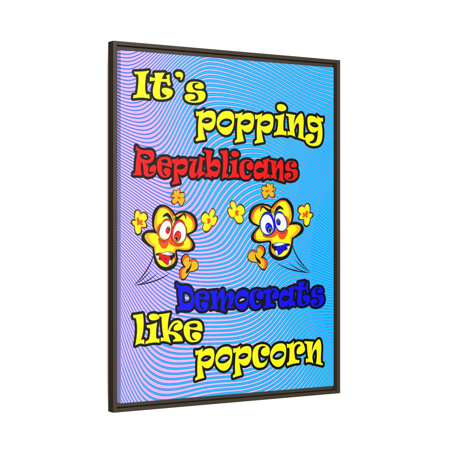 popping like popcorn - framed canvas art (light blue-purple wave)