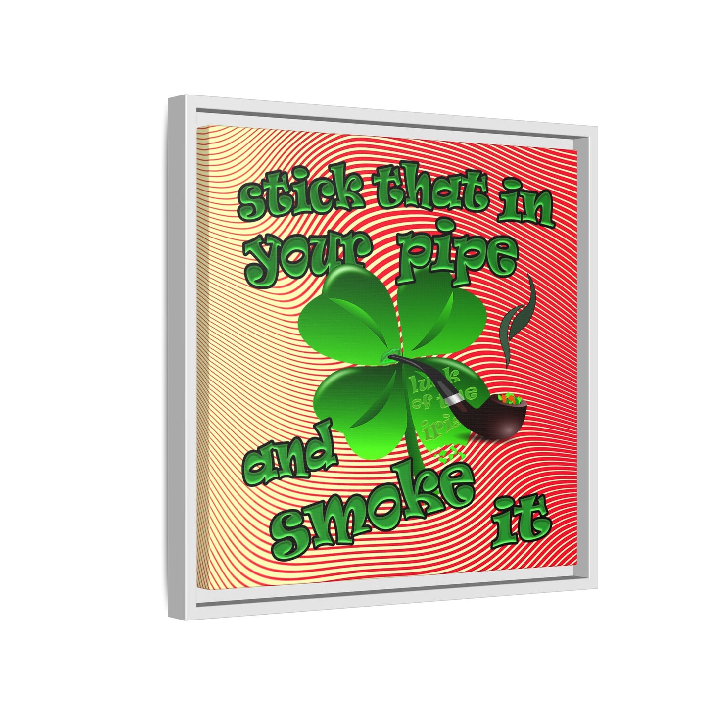 stick that in your pipe and smoke it - framed canvas art (yellow-orange wave)