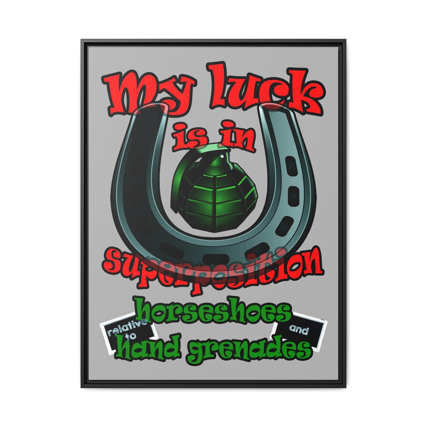 my luck - framed canvas art (light grey)