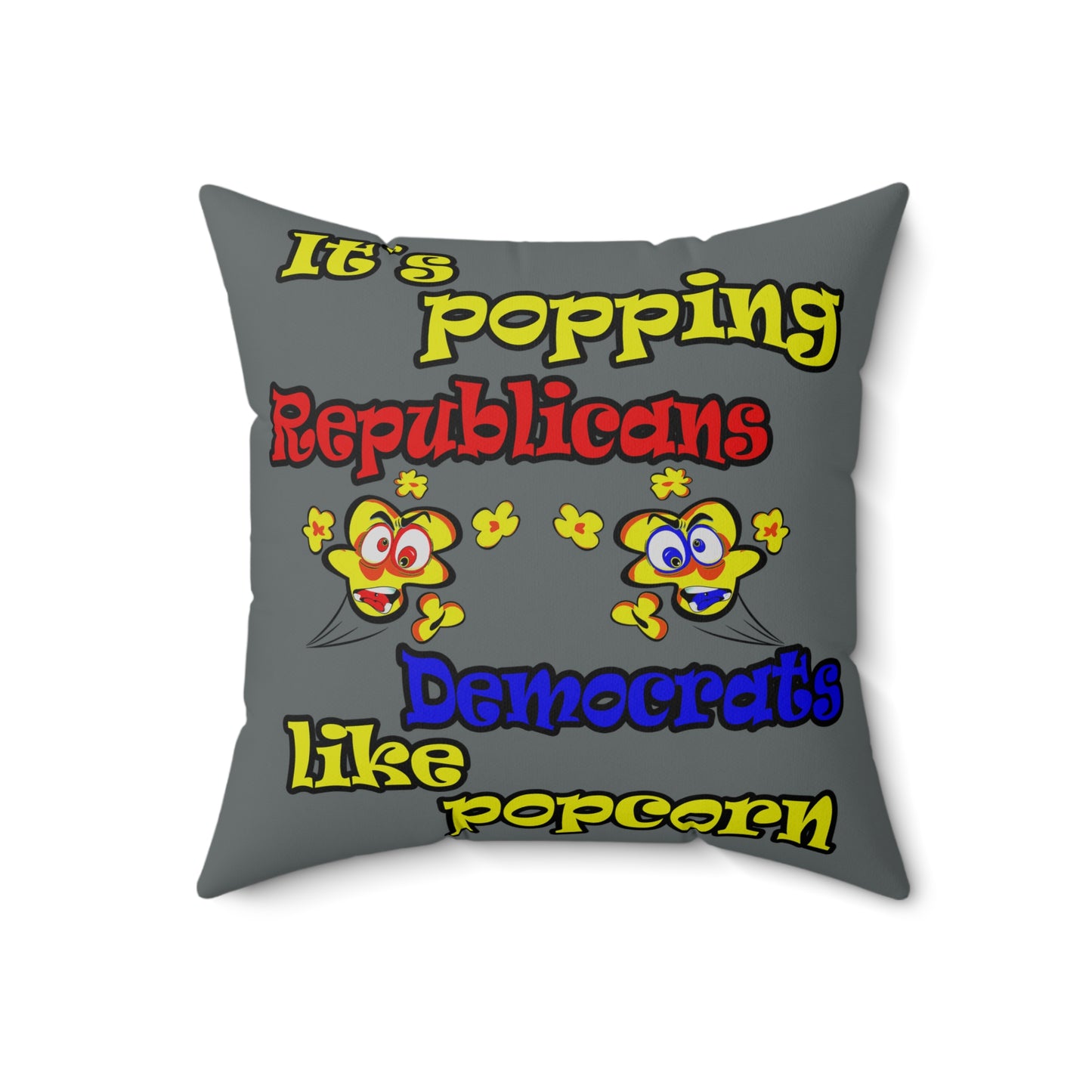 popping like popcorn - Spun Polyester Square Pillow - (dark grey)