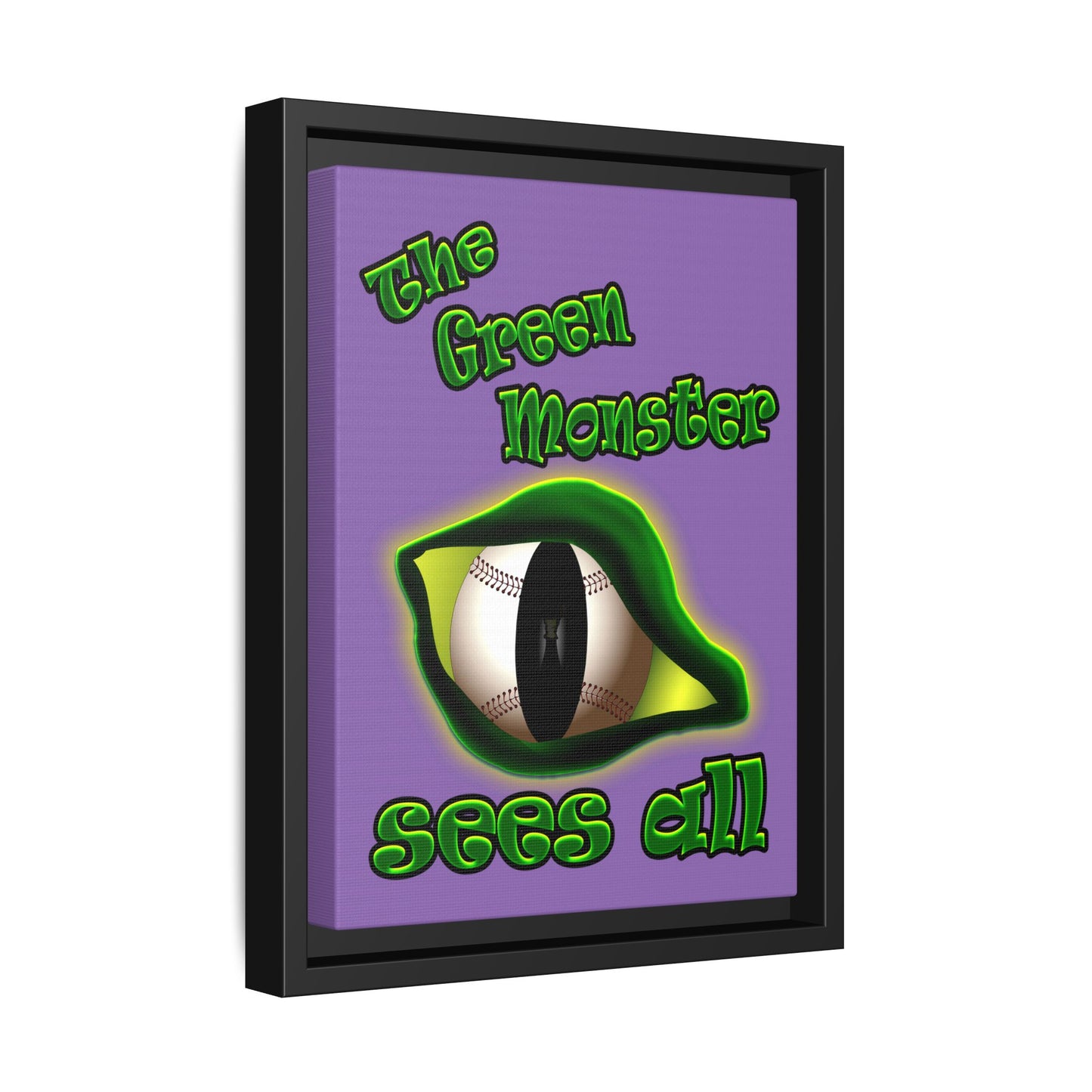 green monster - framed canvas art (light purple)