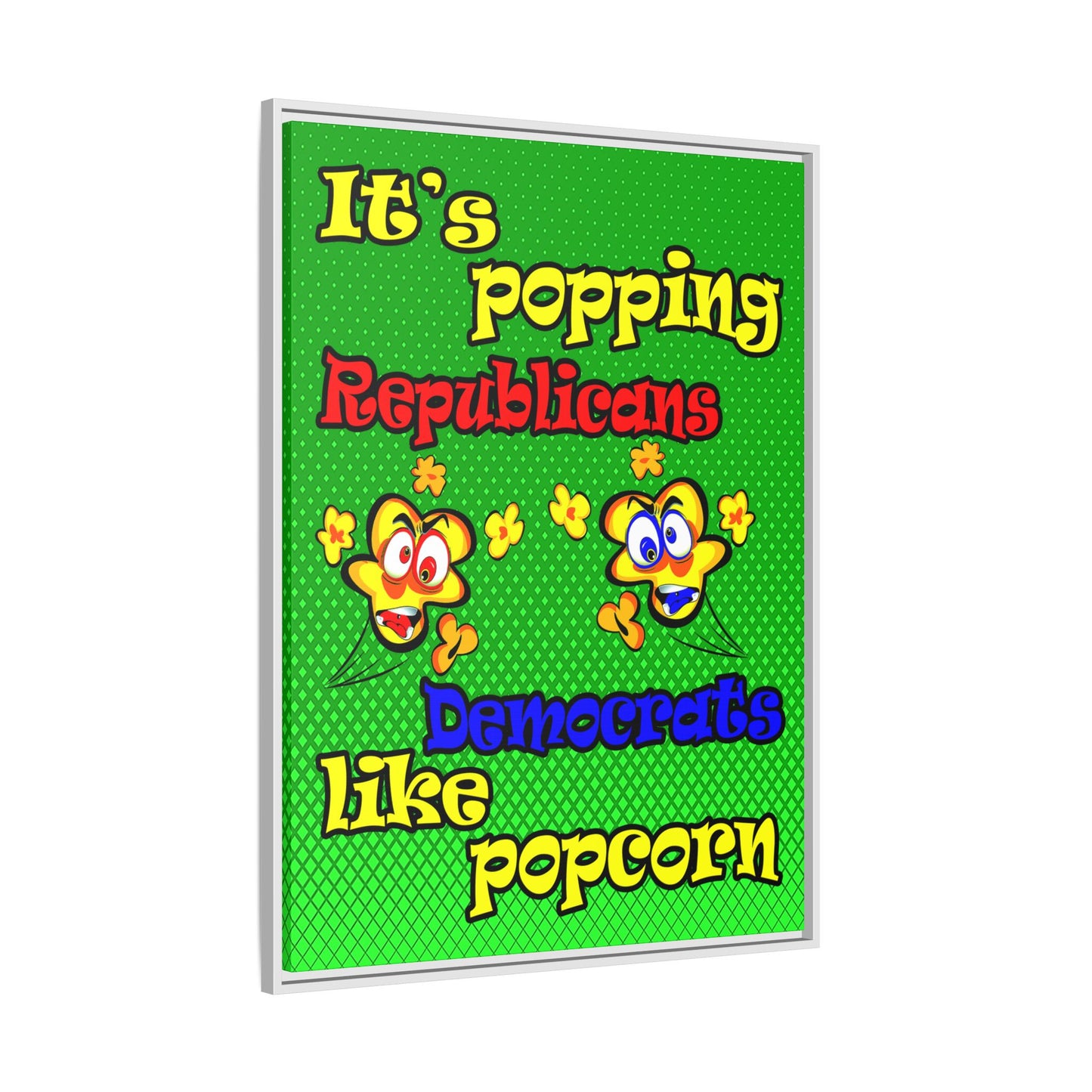 popping like popcorn - framed canvas art (logo green)