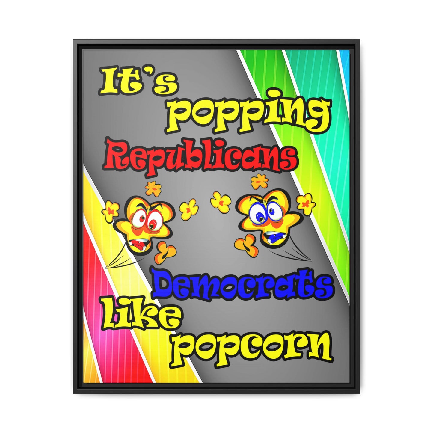 popping like popcorn - framed canvas art (rainbow split)