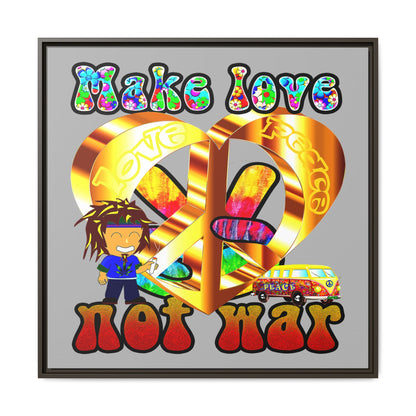 love peace - framed canvas art (light grey)
