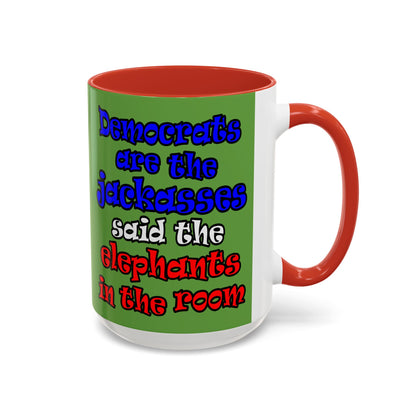 donkeys and elephants - Accent Mug (green)