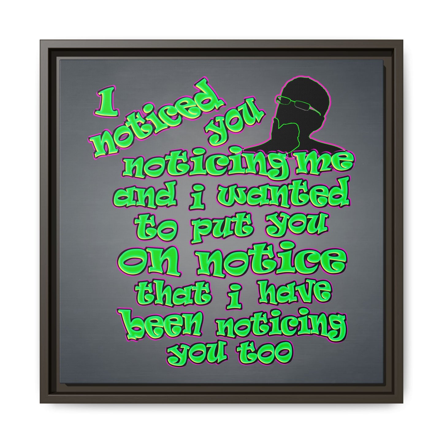 noticed you noticing - framed canvas art (grey-light grey)