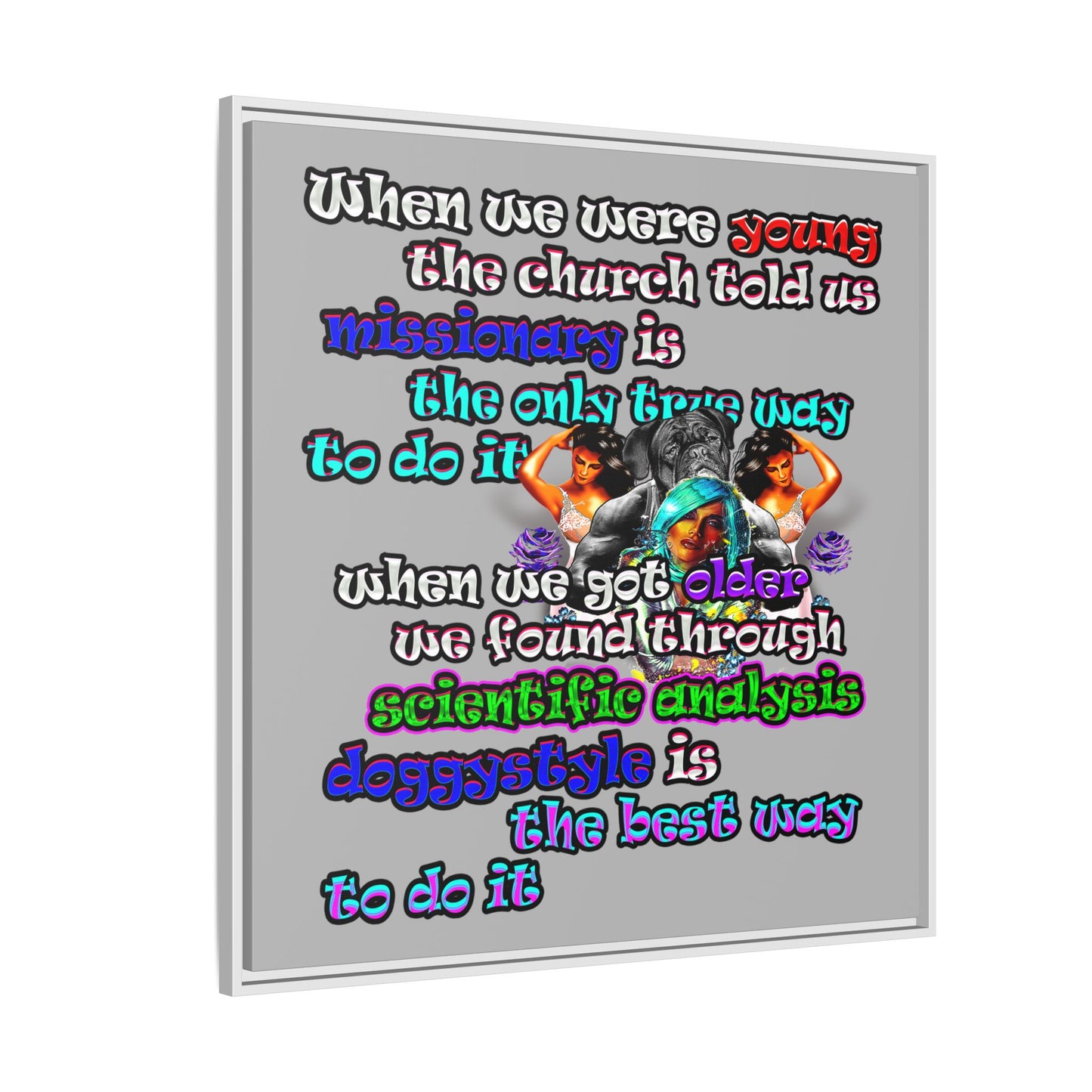 doggystyle - framed canvas art (light grey)