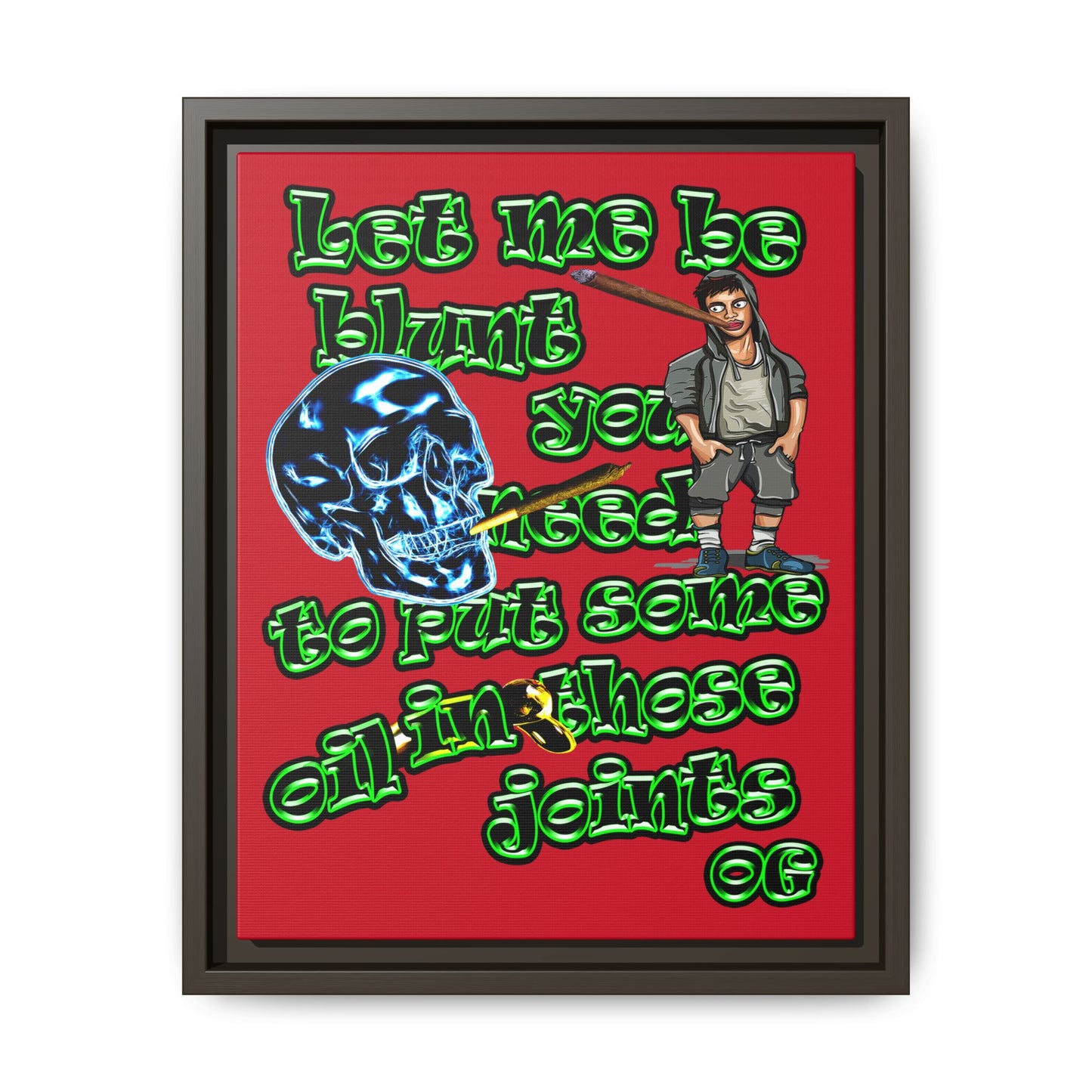 og - framed canvas art (dark red)