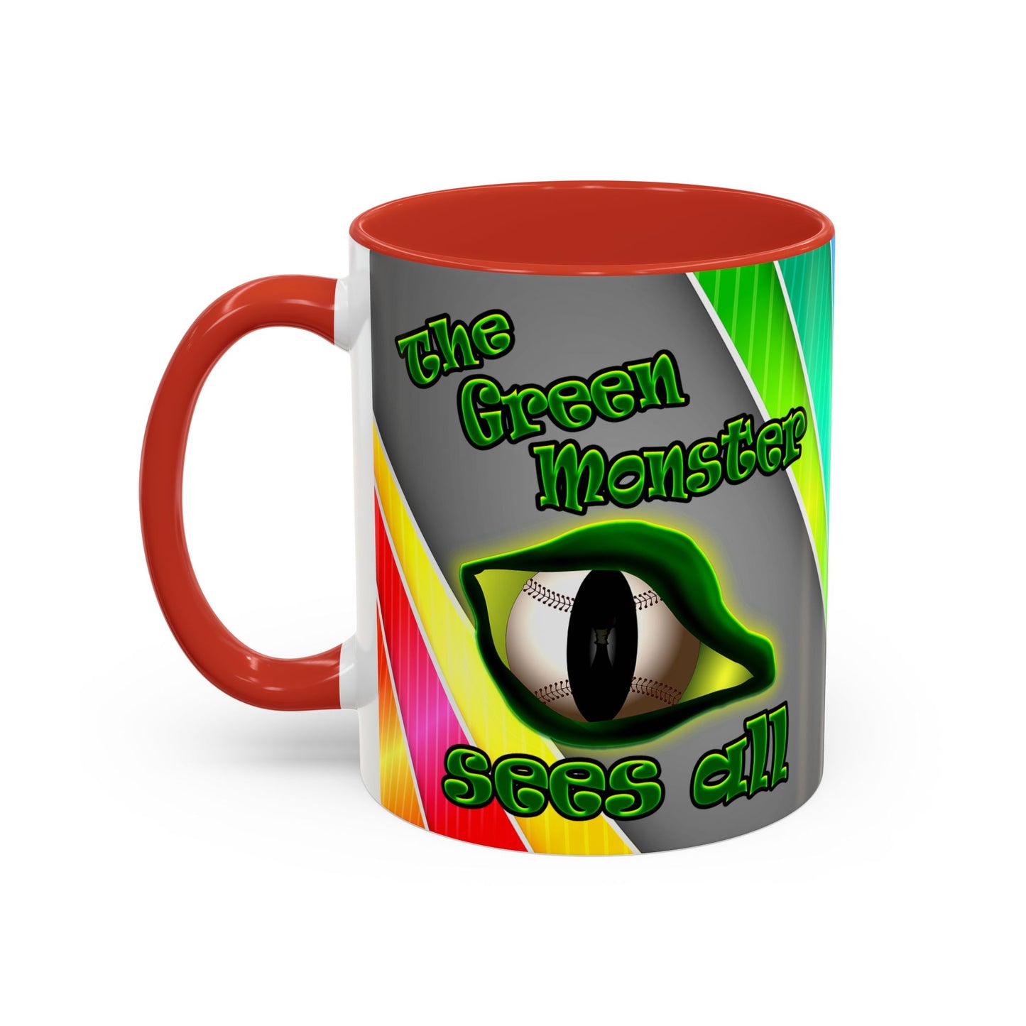 green monster - Accent Mug (rainbow split)
