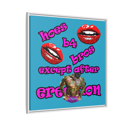 hoes b4 bros - framed canvas art (turquoise)