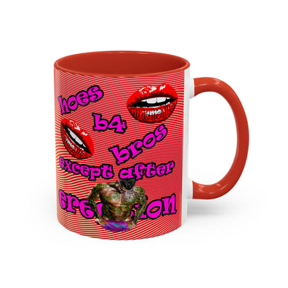 hoes b4 bros - Accent Mug (yellow-orange wave)